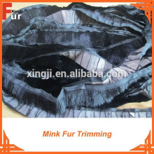 Mink Fur Trim, color negro, piel genuina